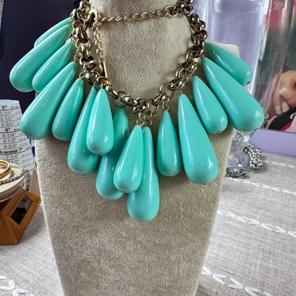 Inc Elegant Faux Turquoise Teardrop Necklace